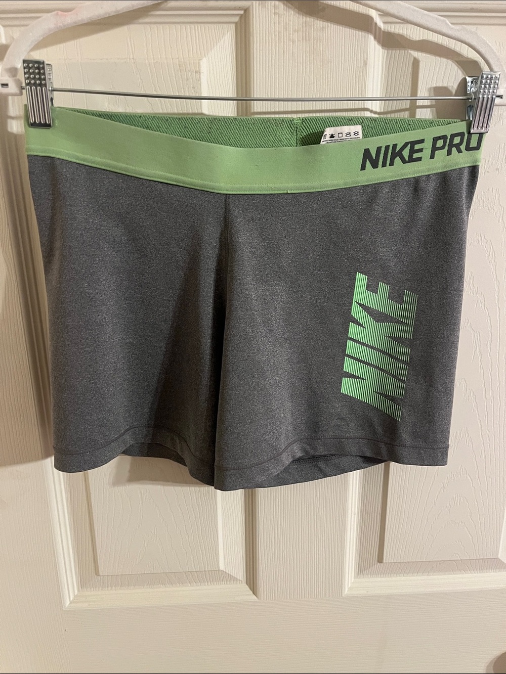 Nike Pro Womens Gray and Lime Green Compression Shorts